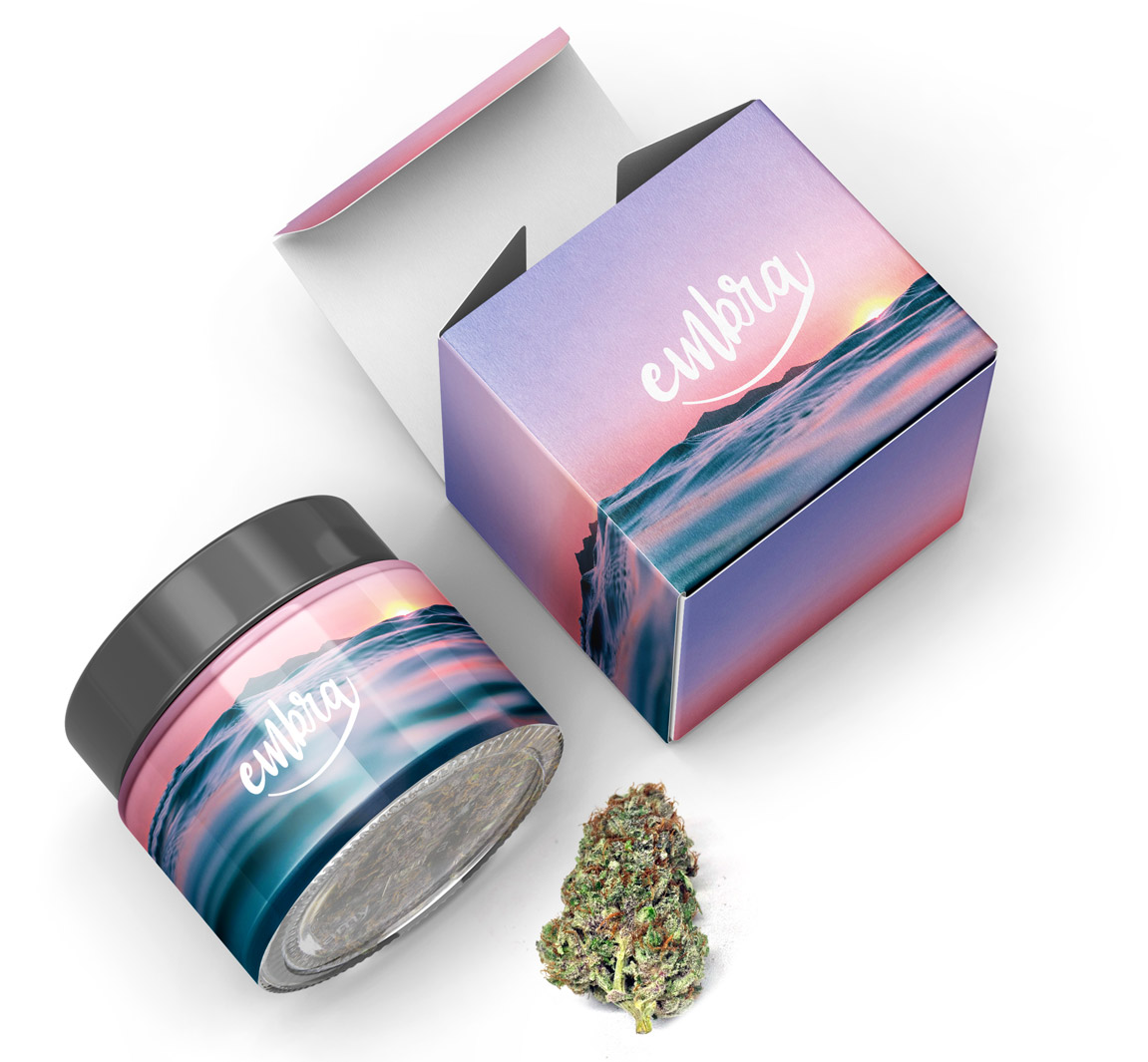 Embra's premium cannabis flower packaging